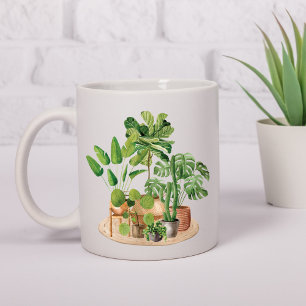 Aquarell-Tropische Zimmerpflanzen Kaffeetasse