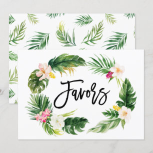 Aquarell-Tropischer-Blumenkranz-Geschenke-Schild Einladung