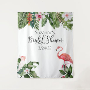 Aquarell-Tropischer-Flamingo-Braut- Dusche Wandteppich