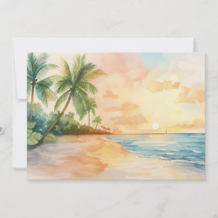 Aquarell Tropischer Sonnenuntergang Einladung