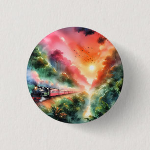 Aquarell-Tropischer-Sonnenuntergang-Zugreise Button