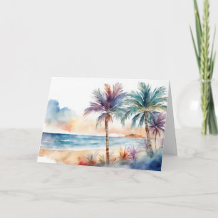 Aquarell-Tropischer Strand, Palmen Karte