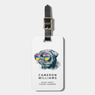 Aquarell-tropischer Welpe   addieren Ihren Namen Gepäckanhänger