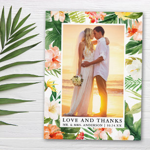Aquarell-Tropisches-Korallen-Blumen-Liebe und Dank Postkarte