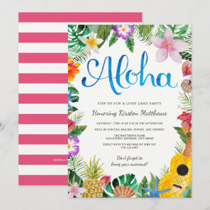 Aquarell-Tropisches-Luau-Abschlussfeier-Einladung Einladung