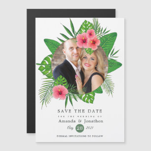 Aquarell-Tropisches-Luau-Aloha-Hochzeitsfoto Magneteinladung