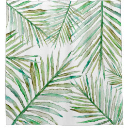 Aquarell-tropisches Palmblatt Duschvorhang