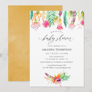 Aquarell-Tropisches-Sommer-Strand-Baby-Shower Einladung