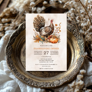 Aquarell Truthahn Thanksgiving-Dinner Einladung