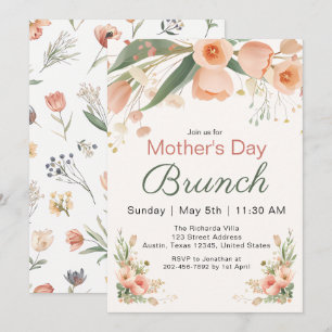Aquarell-Tulpe Einladung zum Muttertagsbrunch