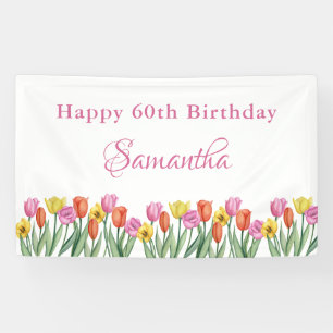 Aquarell-Tulpen 60. Geburtstagsfeier Banner