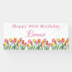 Aquarell-Tulpen 80. Geburtstagsfeier Banner