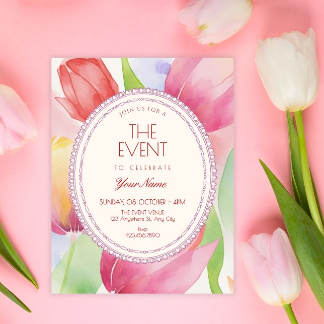 Aquarell-Tulpen blühen  Einladung (Von Creator hochgeladen)