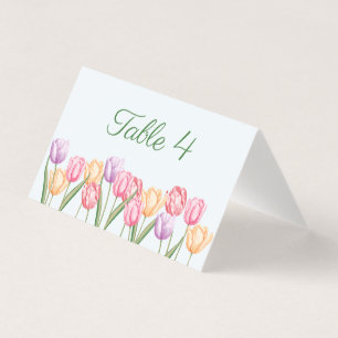 Aquarell-Tulpen-Blumen-Hochzeit-Tischnummer-Karte