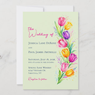 Aquarell-Tulpen-Blumen-Hochzeitseinladung Einladung