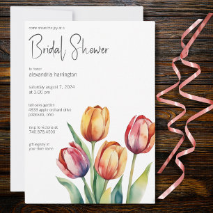 Aquarell-Tulpen-Brautparty  Einladung