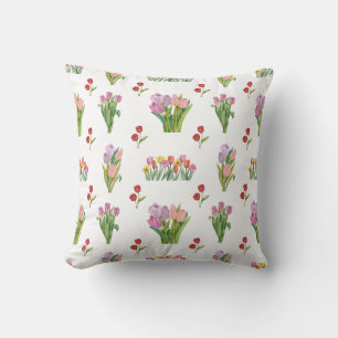 Aquarell-Tulpen-Druckmuster Kissen