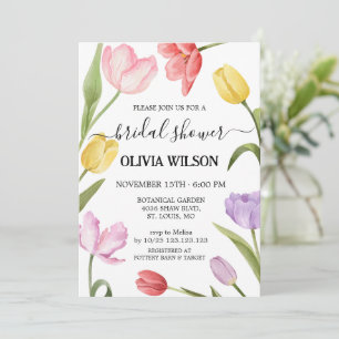 Aquarell-Tulpen Elegante Florale Hochzeitsfeier Einladung