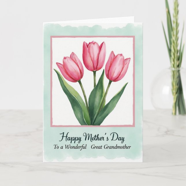 Aquarell-Tulpen-Muttertags-Karte Karte (Vorderseite)