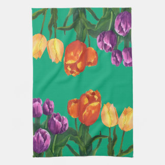 Aquarell-Tulpenfelder-Küchentücher Geschirrtuch