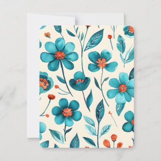Aquarell Türkis Blumen Feiertagskarte