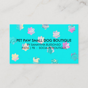 Aquarell Türkis Pfoten Katzen Hunde Grooming Visitenkarte