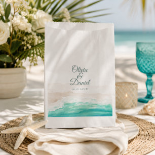 Aquarell Türkis Sandstrand Hochzeit Geschenktütchen