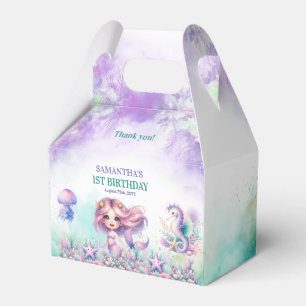 Aquarell Türkis und Lila Meerjungfrau Geburtstag Geschenkschachtel