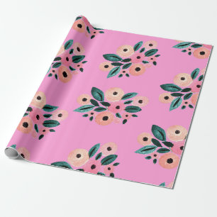 Aquarell-Türkis und Rosa Floral Geschenkpapier