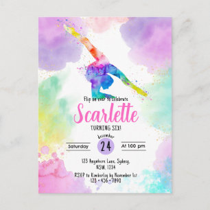 Aquarell-Turnen Postkarten-Einladung Postkarte