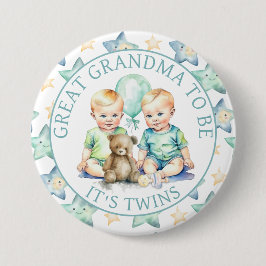 Aquarell Twin Boys Baby Dusche Oma zu sein Button