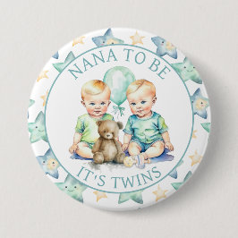 Aquarell Twin Boys Babydusche Nana zu sein Button