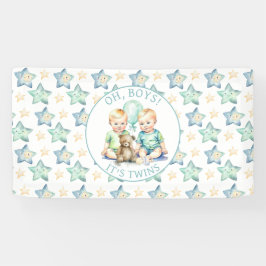 Aquarell Twin Boys Babydusche | Oh, Jungs! Banner