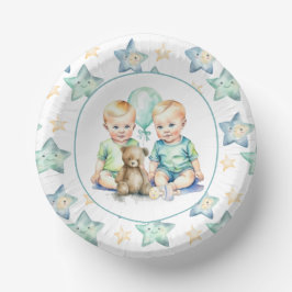 Aquarell Twin Boys Babydusche Pappteller