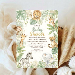 Aquarell-Twin-Jungle-Safari-Tiere-Baby-Party Einladung