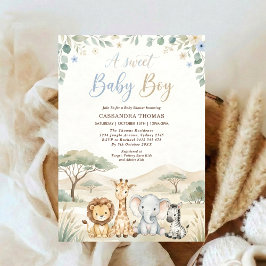 Aquarell-Twin-Jungle-Safari-Tiere-Baby-Party Einladung