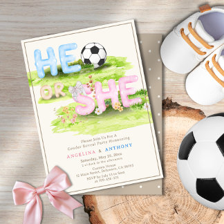Aquarell-Typografie Fußball-Wildblumen Er oder sie Einladung