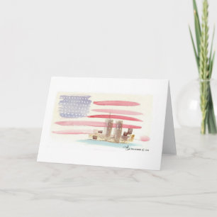 Aquarell U.S. Flag mit Trade Towers Card Karte