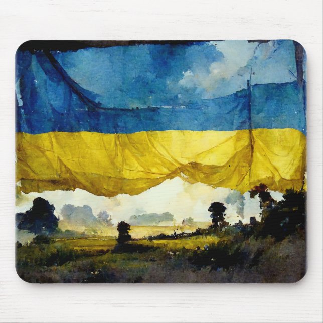 Aquarell Ukrainische Schlachtflagge Mousepad (Vorne)