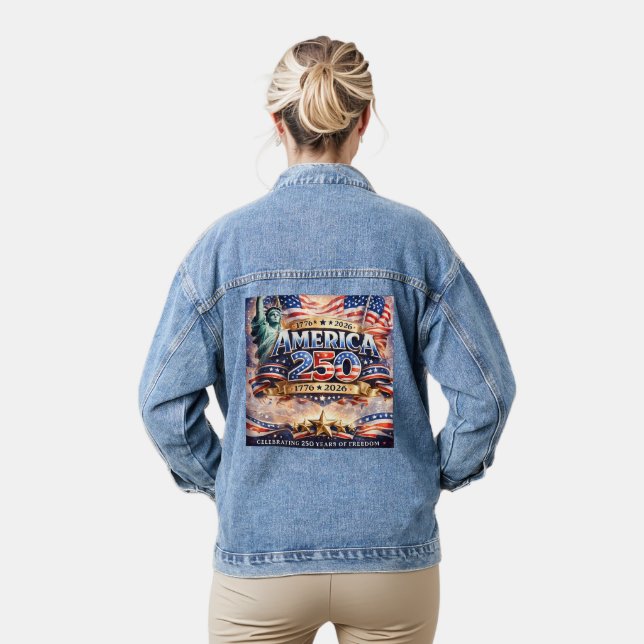 Aquarell Unabhängigkeitstag Jeansjacke (Modell)