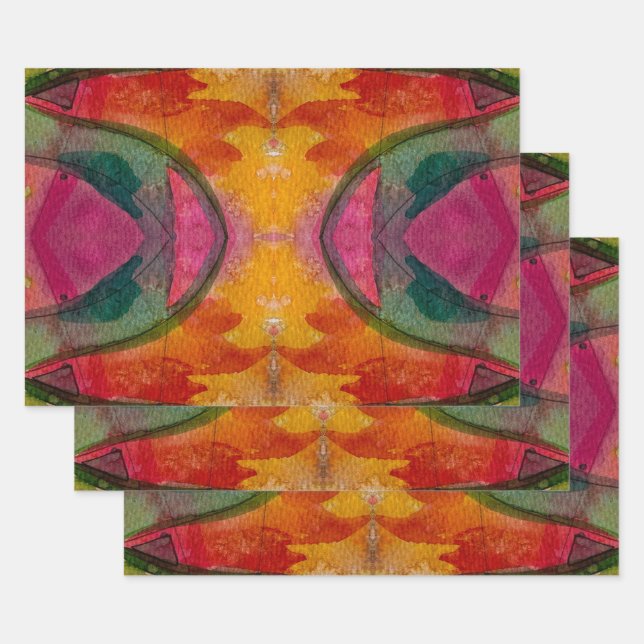 Aquarell und Abstrakte Ausdruckskunst Geschenkpapier Set (Set)