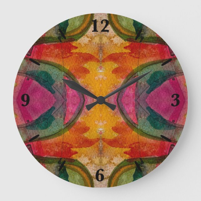 Aquarell und Abstrakte Ausdruckskunst Große Wanduhr (Vorderseite)
