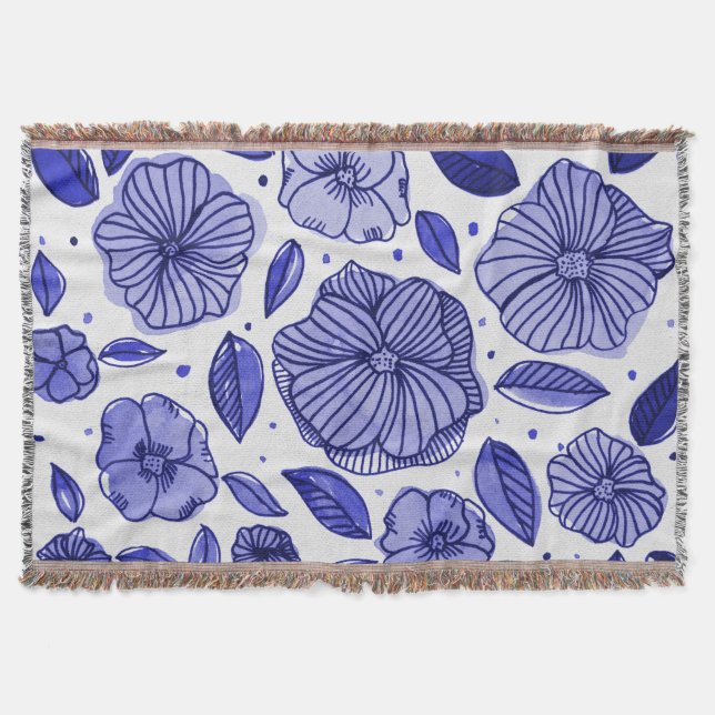 Aquarell und Blume - blaue Farbpalette Decke (Vorderseite)