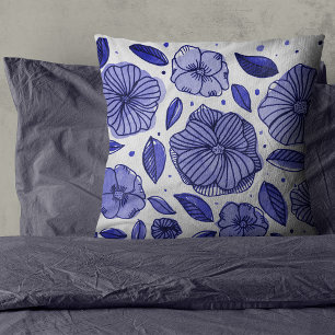 Aquarell und Blume - blaue Farbpalette Kissen