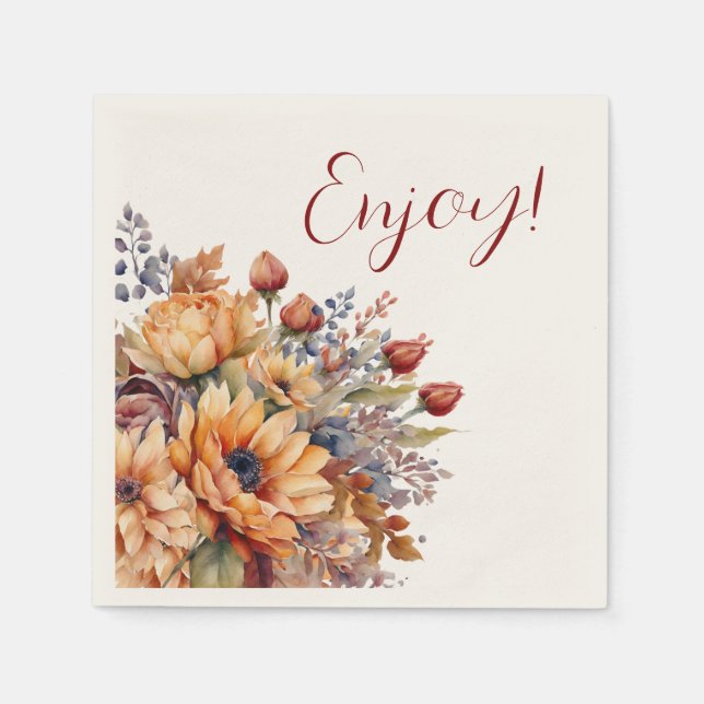 Aquarell und Blume- Genießen- Serviette (Vorderseite)