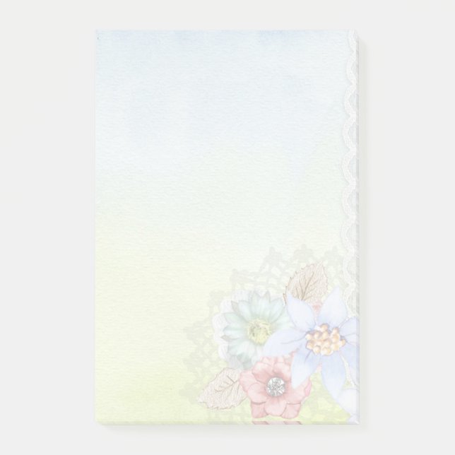 Aquarell und Blume Post-it Klebezettel (Vorderseite)