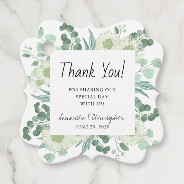 Aquarell und Blume Vielen Dank für Ihre Hochzeit Geschenkanhänger (Vorderseite)