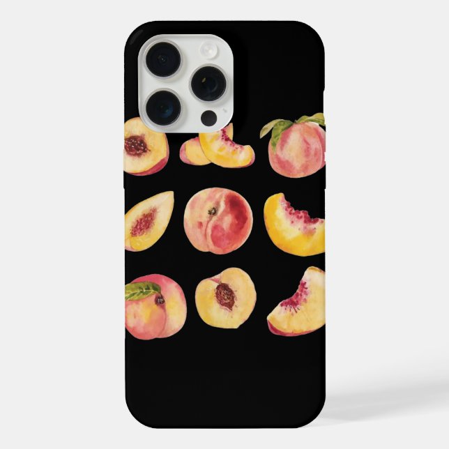 Aquarell und farbenfrohe frische Pfirsichscheiben, iPhone Hülle (Rückseite)