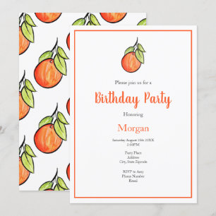 Aquarell und Farbton Orange und Muster Einladung