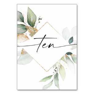 Aquarell und Gold-Tischnummern 10 Tischnummer